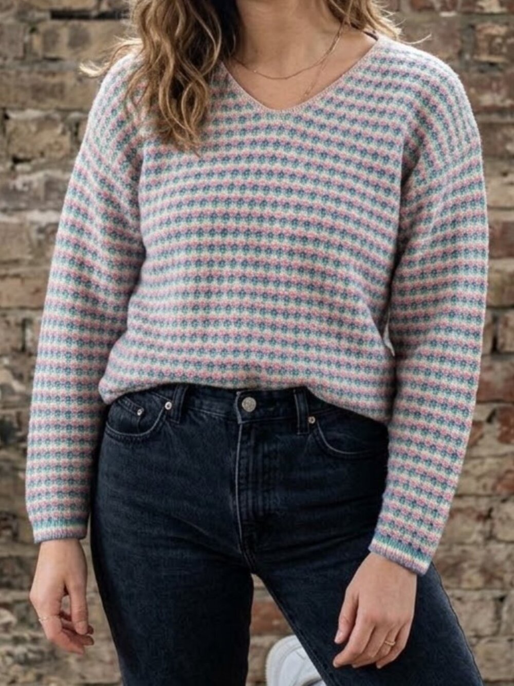 RETRO by Renaissance Vintage 90s Pastel Chevron Knit Sweater Size Medium